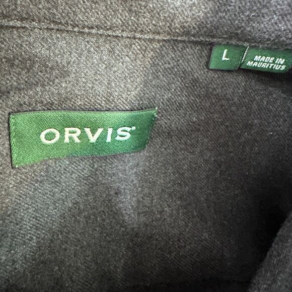 Orvis Chamois Cloth Flannel Shirt Men’s Large Dark Gray Long Sleeve Button-Down - Picture 6 of 9